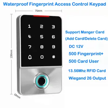 1000 Пользователей 13,56 МГц RFID Контроллер Доступа по отпечаткам пальцев IP68 Водонепроницаемый Контроль Доступа Smart Lock 500 Отпечатков Пальцев 500 Карт