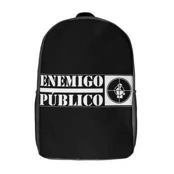 ENEMIGO PUBLICO Public Enemy T 17-Дюймовый Рюкзак Через Плечо Винтажные Летние Лагеря Забавный Безопасный И Уютный Полевой Рюкзак
