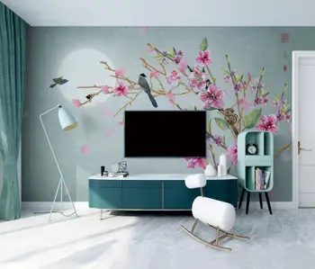 Фотообои на заказ цветок птица цветок персика Спальня Кабинет Обои для гостиной ТВ Фон украшение дома 3D живопись