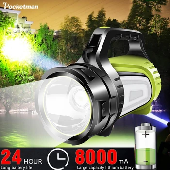 Супер яркий USB перезаряжаемый прожектор, светодиодный фонарик, водонепроницаемый ручной фонарь сверхдальнего действия, фонарь для охоты и рыбалки на открытом воздухе