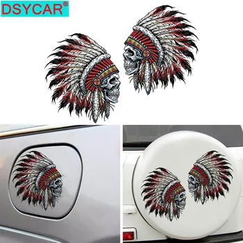 DSYCAR 1 пара 10-12 см, забавные наклейки с индийским черепом, Декоративная наклейка на окно автомобиля, наклейка с черепом для автомобильных украшений, аксессуары