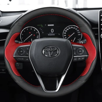 Противоскользящий Черный, Красный Кожаный Чехол На Руль Автомобиля Toyota Avalon Camry Crown 2018-19 Corolla 2018-20 Аксессуары Для Интерьера