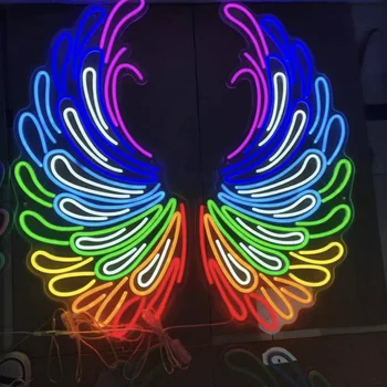 Неоновая вывеска Angel Wings, изготовленная на заказ, может быть выполнена в полноцветном цвете RGB, без Moq Для бара, вечеринки, магазина, домашнего декора Свяжитесь с нами
