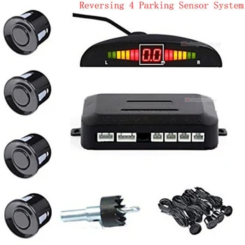 Всепогодный комплект из 4 датчиков парковки автомобиля заднего вида, обратного резервного радара, со светодиодным дисплеем, системы парковки автомобиля