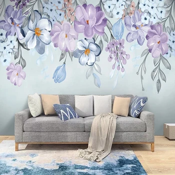 Пользовательские 3D фото, ручная роспись, цветущие цветы, листья, фрески, Нетканые рельефные обои для спальни, гостиной, телевизора, дивана