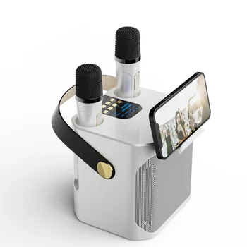 Высокомощный Караоке Bluetooth Динамик Портативный 360 Стерео Объемный Водонепроницаемый Беспроводной Сабвуфер с двойным микрофоном Бумбокс