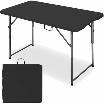 Складной столик для кемпинга и утилиты с регулируемой высотой - черный