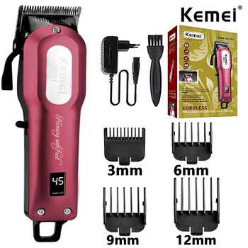 Профессиональная Беспроводная Машинка для стрижки волос Kemei, Электрический Триммер для Бороды, Мощный станок для бритья Волос, Парикмахерская KM-1031