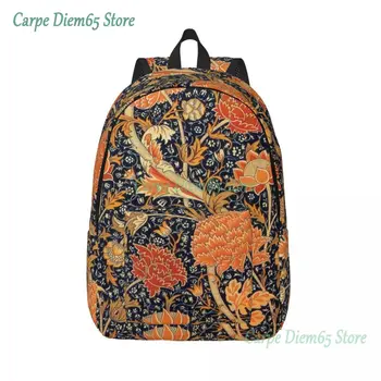 Холщовый рюкзак William Morris Orange Cray с цветочным рисунком для женщин, водонепроницаемая сумка для колледжа, школьная сумка с текстильным рисунком, сумки для книг с принтом
