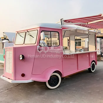 Розовая Изготовленная на заказ Тележка быстрого питания Передвижные Столовые Фургон для закусок, Трейлеры для Общественного питания, Уличный Автобус, Электрическая Тележка для еды для продажи