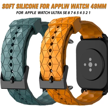 Силиконовый ремешок для Apple Watch Ultra 2 49 мм Ремешок с футбольным рисунком 41 мм 45 мм для iwatch серии 9 8 7 6 5 SE Спортивный ремень 44 мм 40 мм