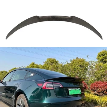 Задний Спойлер-Крыло Для Tesla Model 3 2017-2023 ABS Carbon Fiber Look Отделка Откидной Крышки Задней двери Автомобиля Крышка багажника Для Губ Decklid Splitter Flap