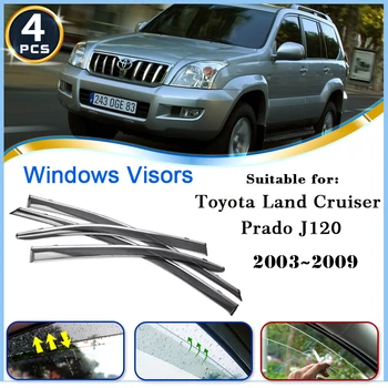 Дефлекторы для Toyota Land Cruiser Prado 120 J120 2003 ~ 2009 Аксессуары, автомобильные козырьки от дождя, защита для бровей, ветровые стекла