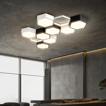 Минималистичный светильник для гостиной, потолочные светильники, сочетание сотового дизайна, креативные лампы для помещений, интеллектуальная лампа для столовой в холле