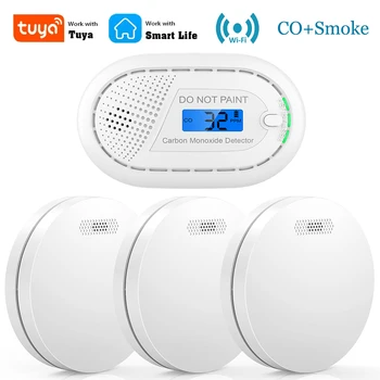 CPVAN Smart Life и Tuya WiFi Версии Пожарный Датчик обнаружения дыма и Детектор сигнализации об угарном газе CO Защитное оборудование