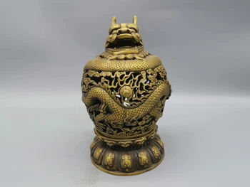 Модный Китайский Изысканный Медный Диск Дракон Курильница для Благовоний Ремесла Статуя Украшения Украшение Гостиной Подарок для дома