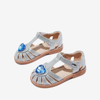 Сандалии для девочек из натуральной кожи MODX 2020 г., Детская летняя обувь с полым сердечком, детская обувь на плоской подошве, обувь Принцессы KS604