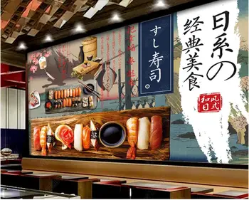 пользовательские настенные обои для стен в рулонах суши в японском стиле для гурманов, домашний декор, 3d фотообои на стену