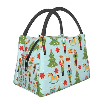 Изготовленная на заказ сумка для ланча с рисунком рождественских щелкунчиков для мужчин и женщин, термоохладитель, изолированные ланч-боксы для офисных поездок