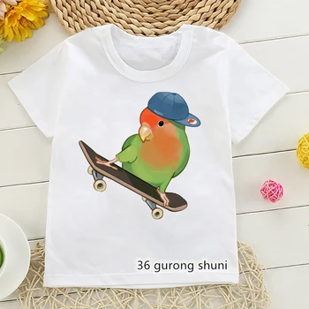 Футболка для мальчиков/девочек, забавная птичка, самокат с изображением любви, детская футболка, повседневная одежда для мальчиков/девочек, универсальная футболка для малышей