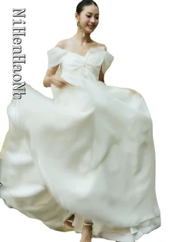 Элегантное сексуальное свадебное платье с открытыми плечами, свадебные платья без бретелек с коротким рукавом