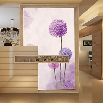 beibehang, большая фреска, обои на заказ, современный минималистичный вход в гостиную, обои с фиолетовым одуванчиком, parede para quarto