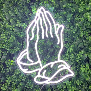 Молящиеся руки Светодиодная неоновая вывеска Неоновый декор стен На заказ Неоновая вывеска Декор магазина Характеристика