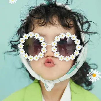 Новые летние милые детские солнцезащитные очки, детские солнцезащитные очки с круглым цветком, спортивные солнцезащитные очки для улицы, аксессуары для девочек и мальчиков