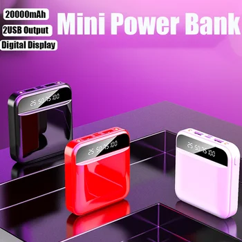 Мини-банк питания 20000 мАч, портативная зарядка, двусторонний цифровой дисплей, внешний вспомогательный аккумулятор для Mi iPhone