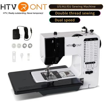 Портативная электрическая швейная машина HTVRONT для начинающих с рисунком в виде 38 стежков, светодиодная ножная педаль, двойная нить для шитья