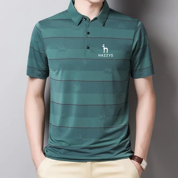 Мужская модная футболка для гольфа HAZZYS, летняя обтягивающая рубашка с коротким рукавом, уличная одежда, мужские поло, корейский топ
