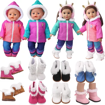 43 см Одежда для Куклы Reborn Baby, Новая Пуховая Куртка + Брюки, Зимние Ботинки для 18-Дюймовой американской Куклы, Аксессуары для Игрушек для Девочек