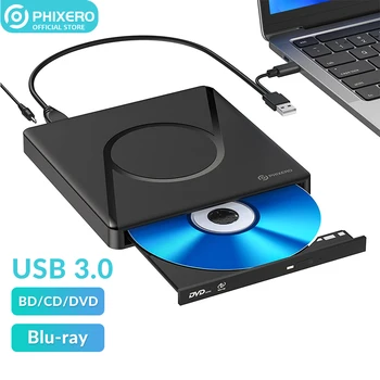 PHIXERO USB3.0 Внешний Blu-Ray DVD Привод Горелка Тонкий Оптический Рекордер DVD-Плеер для Портативных ПК Mac OS Windows xp/7/8/10