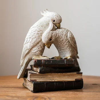 [MGT] Украшение из смолы с попугаем, ретро креативное благоприятное художественное украшение в виде птицы, статуя животного, мебель для домашнего офиса в качестве подарков