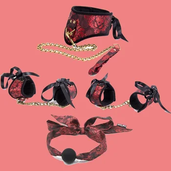 Винтажные металлические мягкие губчатые Секс-наручники, манжеты на лодыжках, Бондажный Ошейник, Набор Игрушек для пар, Эротическое женское белье