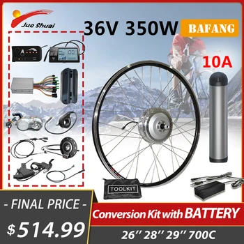 Комплект для переоборудования электрического велосипеда Bafang 36V 350W с аккумулятором 10AH Ebike Motor Wheel Передний привод E Bike 26 