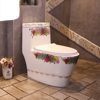 Rose love Европейский художественный туалет, домашняя ванная комната, обычный керамический унитаз с сифоном, биологический стульчак для унитаза, сиденье для унитаза