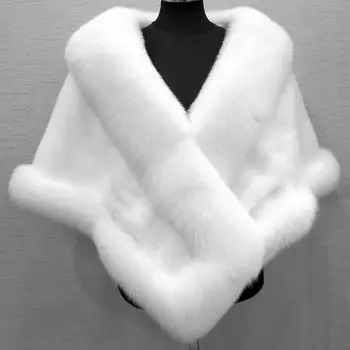 Женское пончо, утолщенная шаль из искусственного меха, новая женская накидка, пальто для свадебной вечеринки