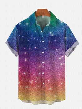 Яркая неоновая цветная рубашка с мраморным принтом в виде потока воды, 3D Гавайские рубашки, Лето