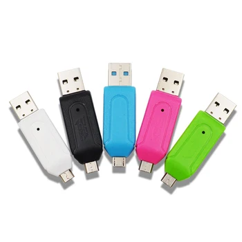2 В 1 USB OTG Адаптер Универсальный USB TF Кард-Ридер Флэш-Накопитель Cardreader Адаптер TF/Mirco Smart Memory Card Reader