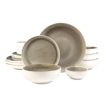 Набор керамической посуды Sango Resona, набор из 16 предметов, Moss Green, полный набор посуды