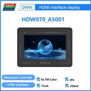DWIN 7-дюймовый 1024 × RGB × 600 IPS ЖК-дисплей с емкостным сенсорным экраном для Raspberry Pi 4 HDW070_A5001L