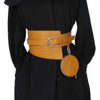 Поясной ремень из искусственной кожи, роскошный дизайнерский широкий ремень с поясной сумкой, винтажный пояс-корсет y2k, женское платье