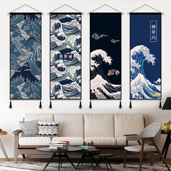Японский стиль Укие Канагава Серфинг, картины на холсте, Винтажный Настенный художественный декор, Эстетические плакаты для гостиной и живопись