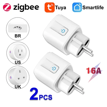 Tuya Smart Plug Zigbee 3.0 Штекер 16A 20A ЕС, США, Великобритания, Бразилия Розетка Таймер Поддержка Alexa Home Assistant Работа С Smart Life Tuya Hub