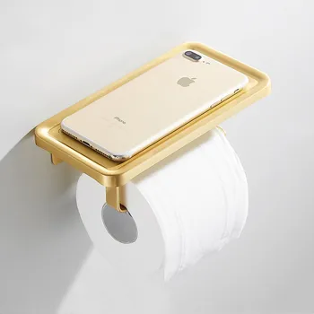 Матовый Золотой Алюминиевый Держатель для рулона бумаги для Ванной Комнаты, Вешалка для полотенец для мобильного телефона, Полка для туалетных Салфеток, Настенный Гвоздодер