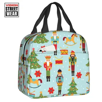 2023 Новая Утепленная сумка для ланча с рисунком Рождественских Щелкунчиков для Игрушечных Солдатиков, Термосумка для Бенто, школьная коробка для детей
