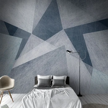 Пользовательские Фрески Современное Креативное искусство Геометрические Серо-голубые Фотообои для спальни, гостиной, заднего плана дивана, Настенное покрытие 3D