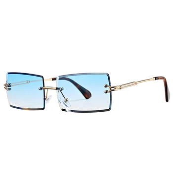 Новые прямоугольные солнцезащитные очки без оправы для женщин, модные бескаркасные квадратные очки для мужчин, Сверхлегкие очки Унисекс UV400