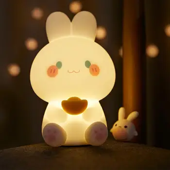 Ночники с кроликом для детей, Детская ночная лампа, Милая мультяшная настольная лампа с животными, подарки для детей на День рождения, прикроватный светильник для спальни